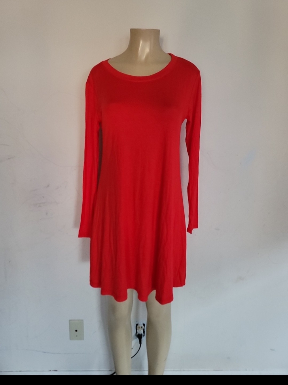 SL Fashions Bright Red Long-Sleeve Swing Dress